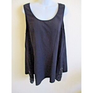 Torrid Sleeveless Top Size 14 / 16 Beaded Lace Trim Black Tank (Torrid Size 1)